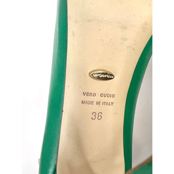 SERGIO ROSSI Green Leather 4 Inch Heel Shoes Size 5.5 (EU 36) - Picture 10 of 14